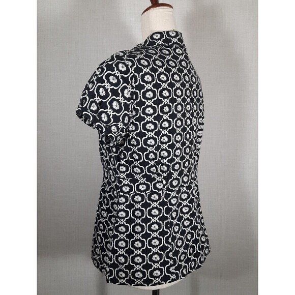 Requirements Empire Waist Babydoll Stretch Top Full Button Black and White SZ 8 - Picture 4 of 16